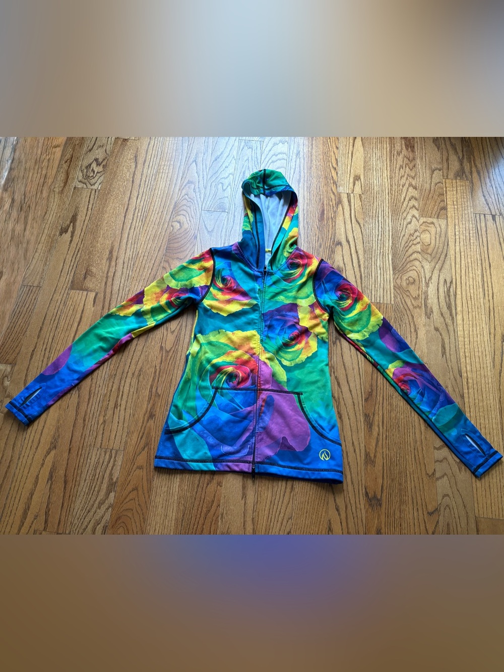 INKnBURN Women's Rainbow Rose Zip Hoodie - Multicolor XS preowned